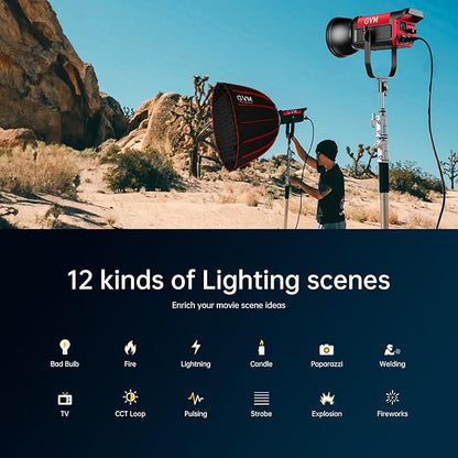 GVM Great Video Maker 200W Video Light Kit, LED Video Light Studio, Bluetooth Mesh Network/DMX Control, 45400lux/1m Continuous Lighting, 12 Lighting Effects, 2700K-6800K