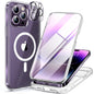 Miracase for iPhone 13 Case 6.1'',Full-Body Magnetic Clear Bumper Case with Built-in 9H Tempered Glass Screen Protector,Military Drop Protection Outdoor Phone Case — iPhone 14 Pro