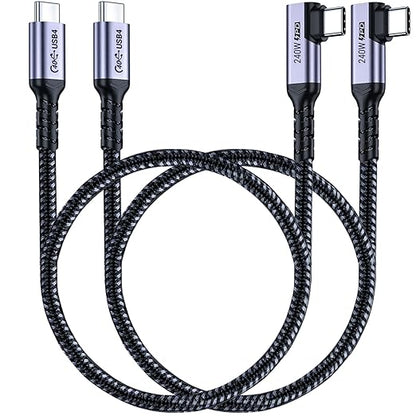 Short USB 4 Cable Right Angle [1.5FT 2 Packs], 240W Fast Charging with High Speed 40Gbps Data Transfer and 8K Video Display Compatible with iPhone 16/16 Plus/16 Pro Max, MacBook, Galaxy S23