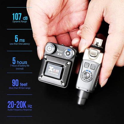 Xvive U4 Wireless in-Ear Monitor System Transmitter and Beltpack Receiver Personal IEM for Studio, Band Rehearsal,Live Performance