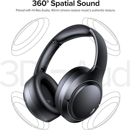 TAGRY Hybrid Active Noise Cancelling Bluetooth Headphones ENC Mic Clear Call Over Ear Headphones 120Hrs Playtime Wireless Earbuds with Hi-Res Audio Low Latency ANC Headset for Game Travel Office Home