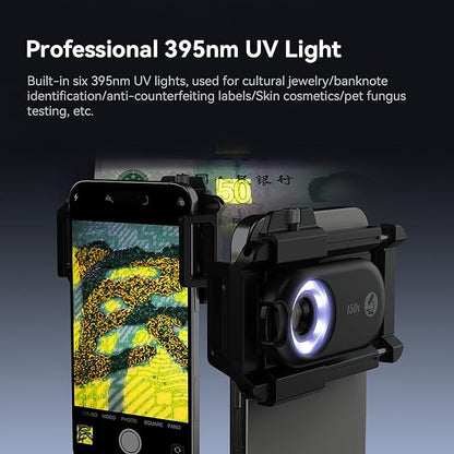 Kolertron Mobile Phone Microscope Lens, Universal with LED Ultraviolet lamp and CPL, Portable Digital Microscope Camera Accessory, Suitable for 90% iPhone/Android Phones (Note: Compatible)