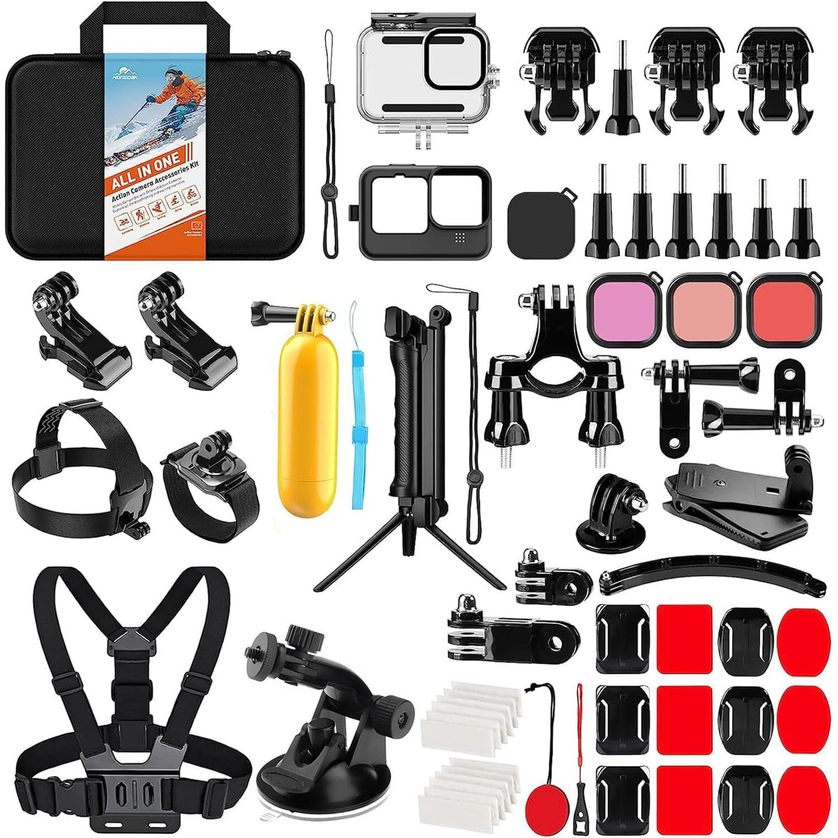 HONGDAK Action Camera Accessories Kit for GoPro Hero 13 12 11 10 9 Black