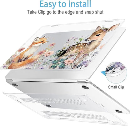 Mektron for 2025 M4 MacBook Air 13.6 Inch A3240 Case Fits 2023 A2681 M2 2024 A3113 M3 Chip with Liquid Retina Display Touch ID, Printed Plastic Hard Shell Cover for MacBook Air 13.6", Fox and Deer