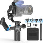 FeiyuTech SCORP Mini 3 Pro [Kit] Camera Gimbal – AI 4.0 Tracking, Detachable Handle [Bag+Fill Light+Extension Pole] 4.4lbs Payload – Gimbal Stabilizer for Mirrorless,Compact,Action Cam & Smartphones
