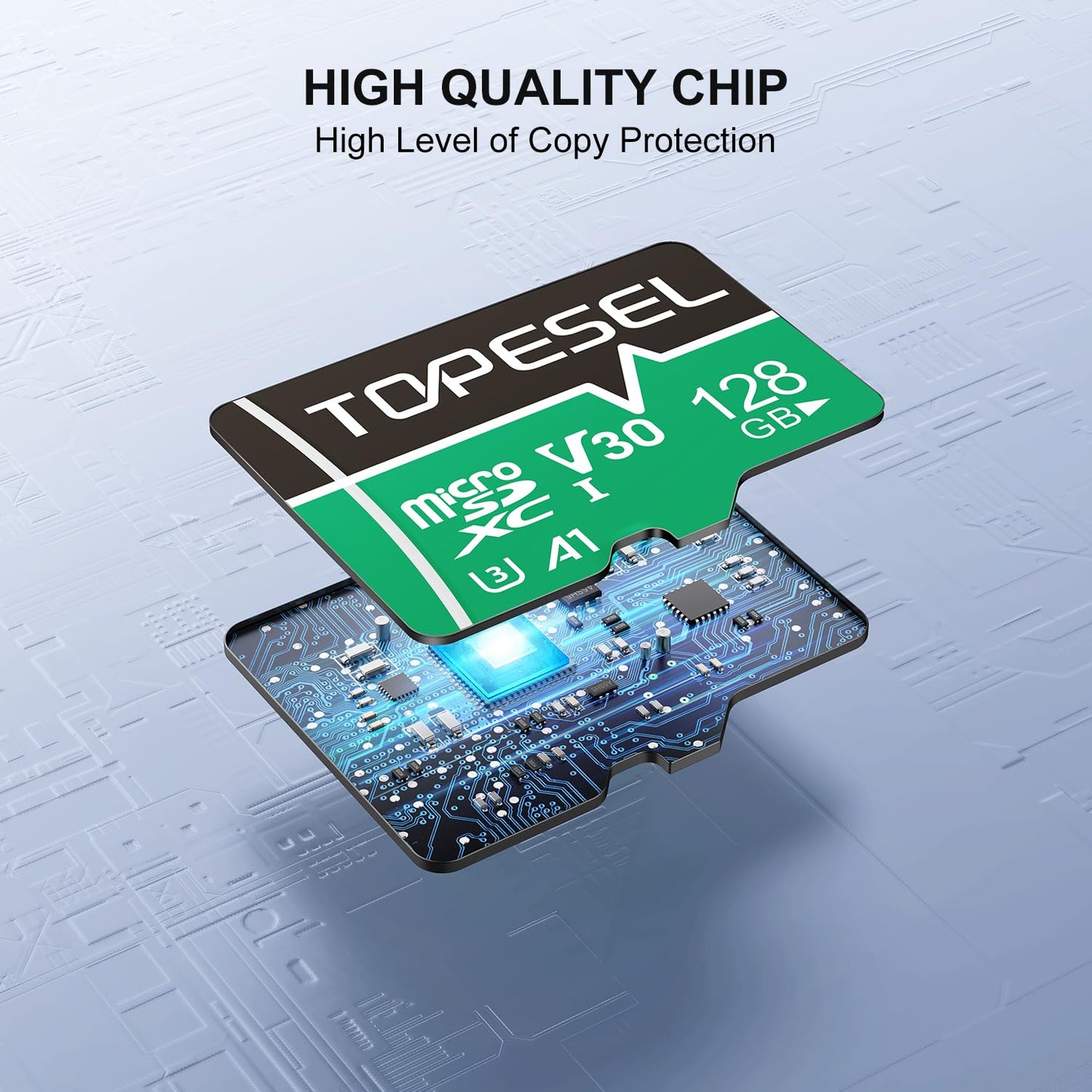 TOPESEL 128GB Micro SD Card 2 Pack with Adapter, High Speed TF Card, Memory Card microSDXC for Camera, Smartphone, Tablet, Dash Cam, Drone, UHS-I, U3, A1, 4K UHD, V30(128GB 2Pack)
