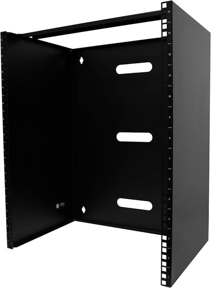 StarTech.com 14U Wall Mount Network Rack, 14 in Deep (Low Profile), 19" Patch Panel Bracket for Shallow Server, IT Equipment, Network Switches, 77lbs/35kg Weight Capacity, Black (RACK-14U-14-BRACKET)