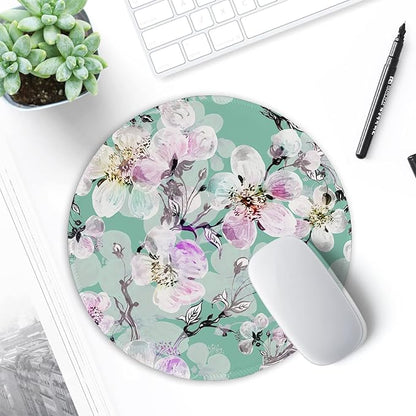 ITNRSIIET Round Mouse Pad with Stitched Edge Premium-Textured Waterproof Non-Slip Rubber Base Desktop Protection Mat Diameter 8.7 inches, Beautiful Flower Art