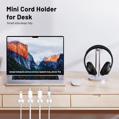 Znben 18 Pack Mini Cable Clips, Adhesive Cord Holder for Desk, White