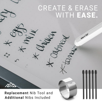 V-Pen EMR Stylus Remarkable 2 Pen Replacement with Digital Eraser + 5 Tips | 4096 Pressure Level Sensitivity & Palm Rejection | Digital Pen Marker Plus Compatible Kindle Scribe & Tablet Pen | White