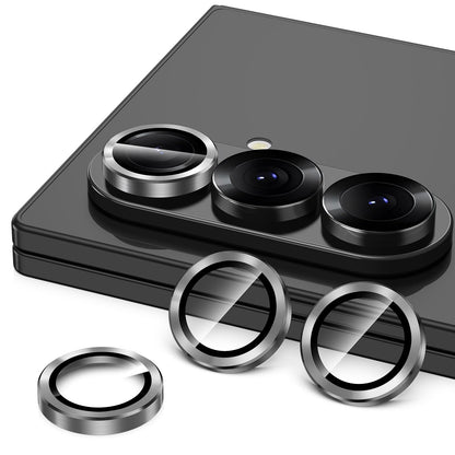 Avocase for Samsung Galaxy Z Fold 7 Camera Lens Protector, Individual Metal Ring Tempered Glass Lens Cover, [Strong Adsorption] Scratch Resistant Ultra-Thin HD Clear Lens Cover, 1 Set-Black