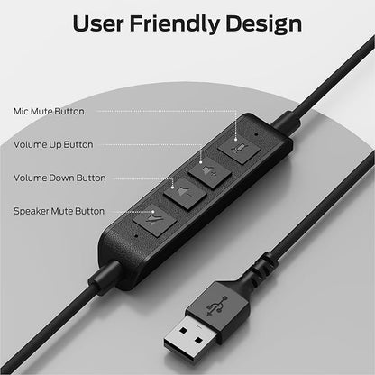 Monster VoiceLink 100 Wired Binaural Headset for PC/Laptop, Computer Headset Stereo Headphones with Microphone, Clear Talk USB-C Wired Headphone for Office, Telephone Counselling Services Work