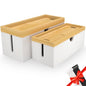 Bamboo Cable Management Box, Large Cord Organizer Box Cable Box to Hide Wires & Power Strips for Desktop Storage Cord Holder for Office Home,No Assembley Required (All White, Large)