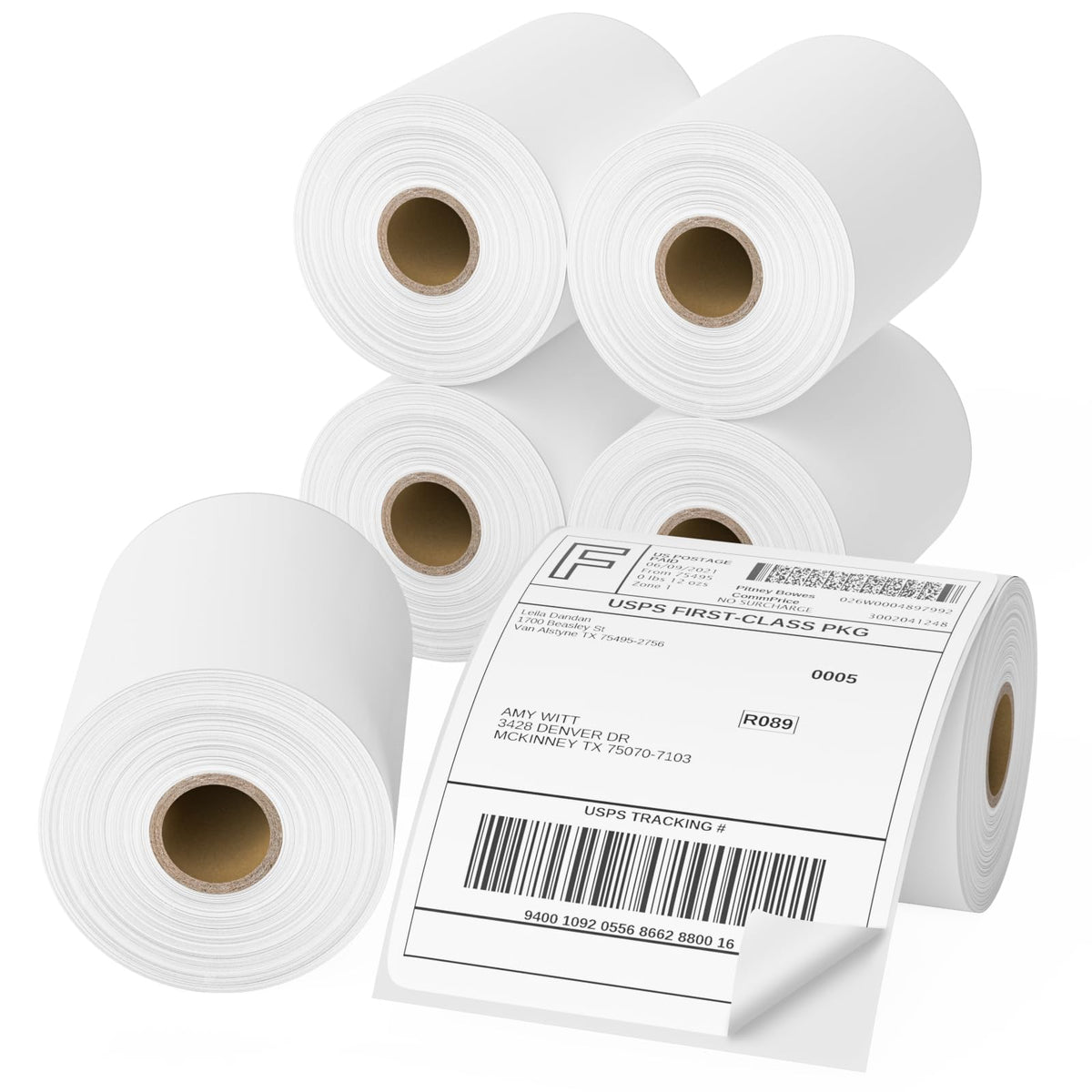 FungLam 100 Rolls 4x6 Direct Thermal Shipping Labels, 250 Labels Per Roll, 1" Core, Perforated, White Mailing Postage Shipping Label Compatible with Zebra 2844 ZP-450 ZP-500 ZP-505