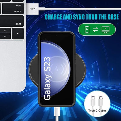 Battery Case for Galaxy S23, [10000mAh] Slim Portable Protective Fast Charging Case Backup Power Bank Battery Case Compatible with Galaxy S23-6.1 inch-Black