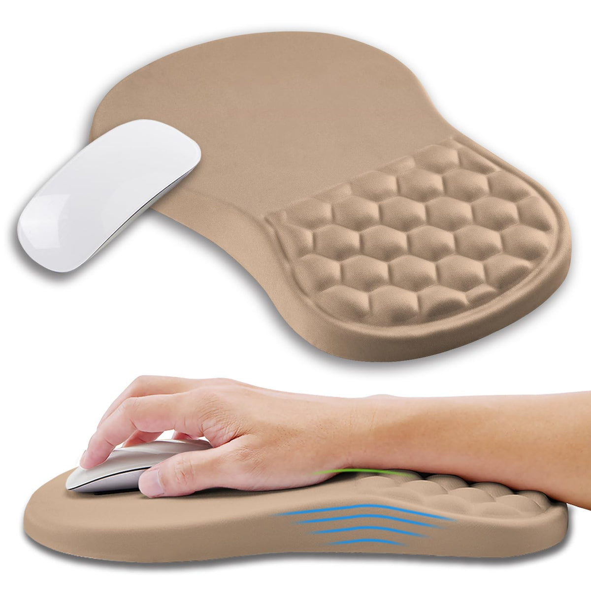 Kuosgm Ergonomic Mouse Pad Wrist Support with Memory Foam Massage Bulge, Carpal Tunnel Pain Relief Mousepad Wrist Rest for Mouse(12x8 inch, Pink Flowers)