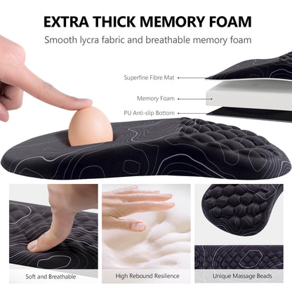 Mouse Pad Wrist Support, Laokiiy 2 in1 Keyboard Wrist Rest+ Ergonomic Mouse Pad, Non-Slip Wrist Rest for Computer Keyboard, Made Easy Typing & Relieve Wrist Pain(Black White)