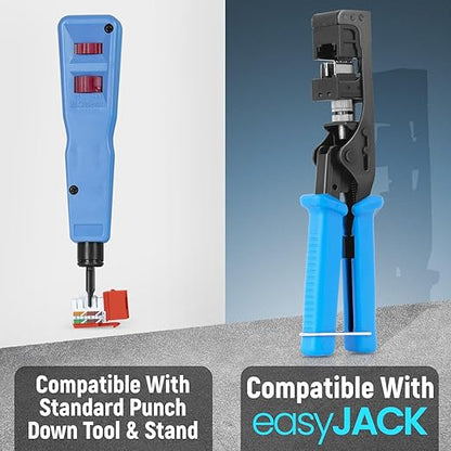 Everest 90° Angled RJ45 Cat6 Keystone Jacks 100-Pack in Orange - Slim Profile Female RJ45 Connectors - Cat 6 Keystone Jack - Compatible with 90° Angled Speed Termination Tool - easyJACK (B094WB91H3)