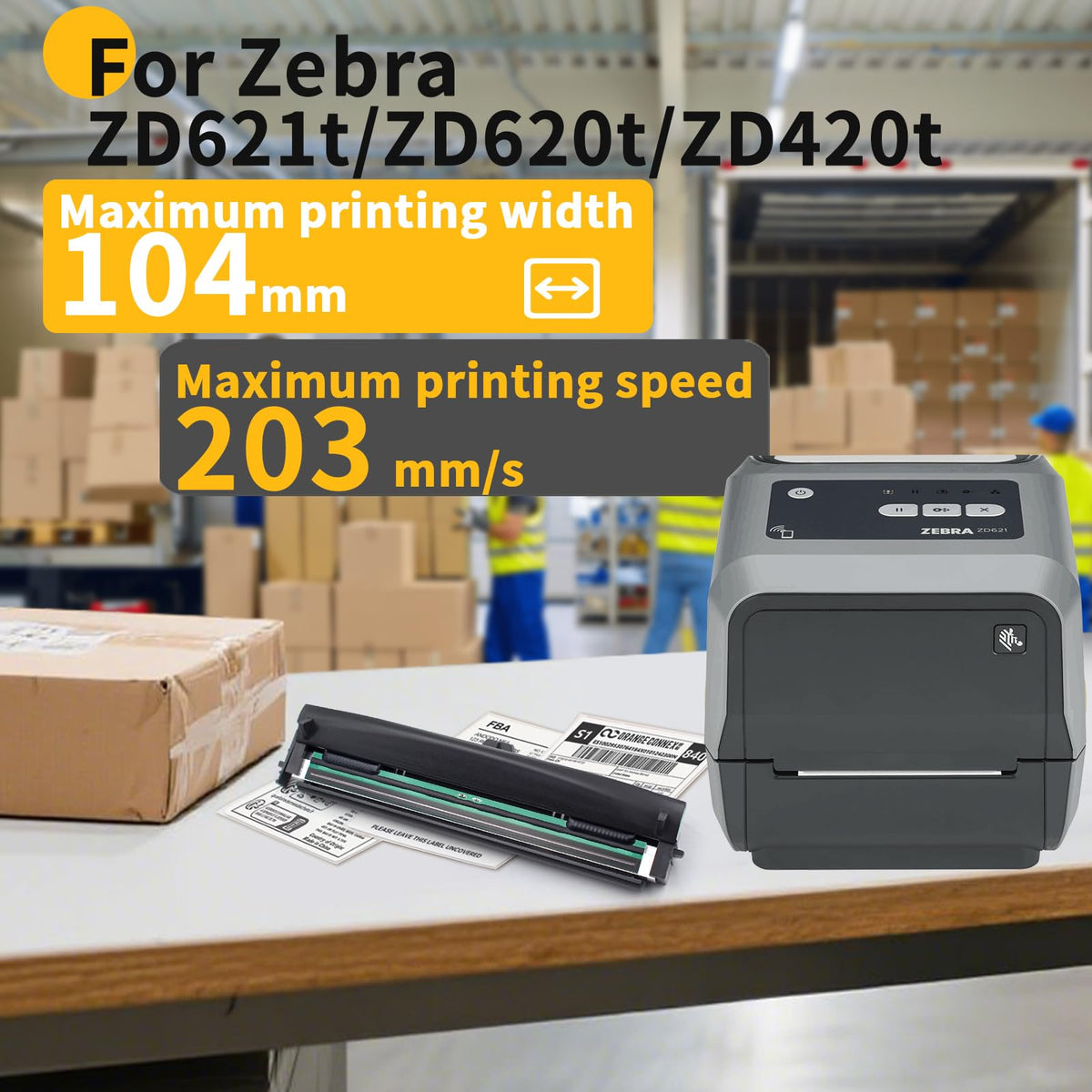 P1080383-226 New Kit Printhead for Zebra ZD621t ZD620t ZD420t ZD621 T-Series Thermal Mobile Label Printer 203dpi P1112640-240