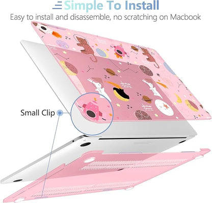 MEEgoodo Case for MacBook Pro 13 inch Case 2022 2021 2020 New A2338 M2/M1 A2251 A2289, Laptop Hard Shell with Keyboard & Camera Cover Compatible with 13 inch MacBook Pro, Space & Animals