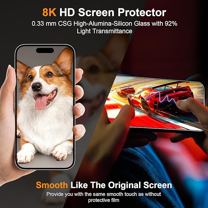 2 Pack Screen Protector for iPhone 16 Plus,Durable and Drop-Proof with 9H Hardness,Bubble-and-Dust-Free 16 Plus HD High-Aluminum Tempered Glass,Easy Installation Exclusively
