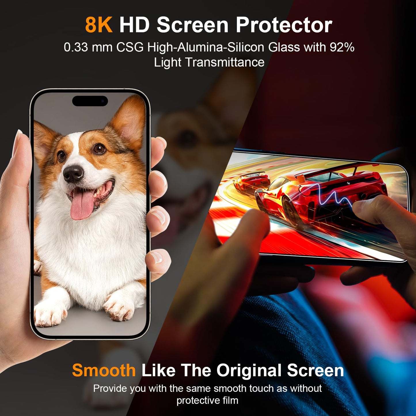 Vongong 2 Pack Screen Protector for iPhone 16,Durable and Drop-Proof with 9H Hardness,Bubble-and-Dust-Free 16 HD High-Aluminum Tempered Glass,Easy Installation Exclusively