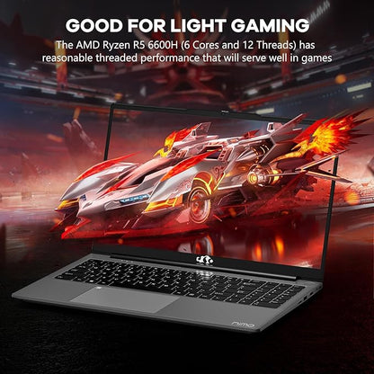 NIMO 15.6" IPS FHD-Gaming-Laptop, AMD Ryzen 5 6600H 6-Cores 660M GPU 32GB DDR5 RAM 1TB SSD(Beat i7-1165G7, Up to 4.5GHz) Computer with 100W GaN Type C Fingerprint Backlit Keyboard Win 11