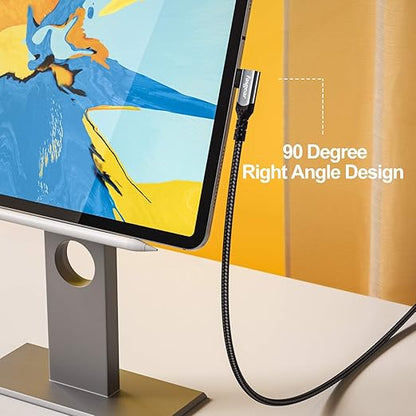 Fasgear USB C to USB C Cable 90 Degree, 10ft, Black