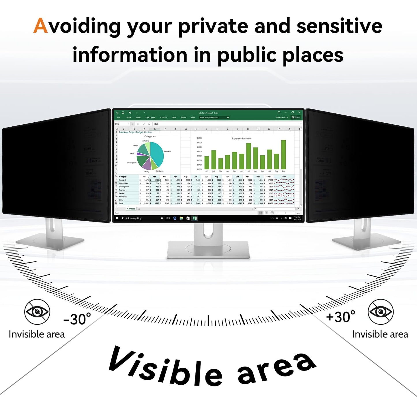 Mamol 21.5 Inch Computer Privacy Screen - Removable Anti Blue Light Glare Filter, Anti-Scratch Protective Film