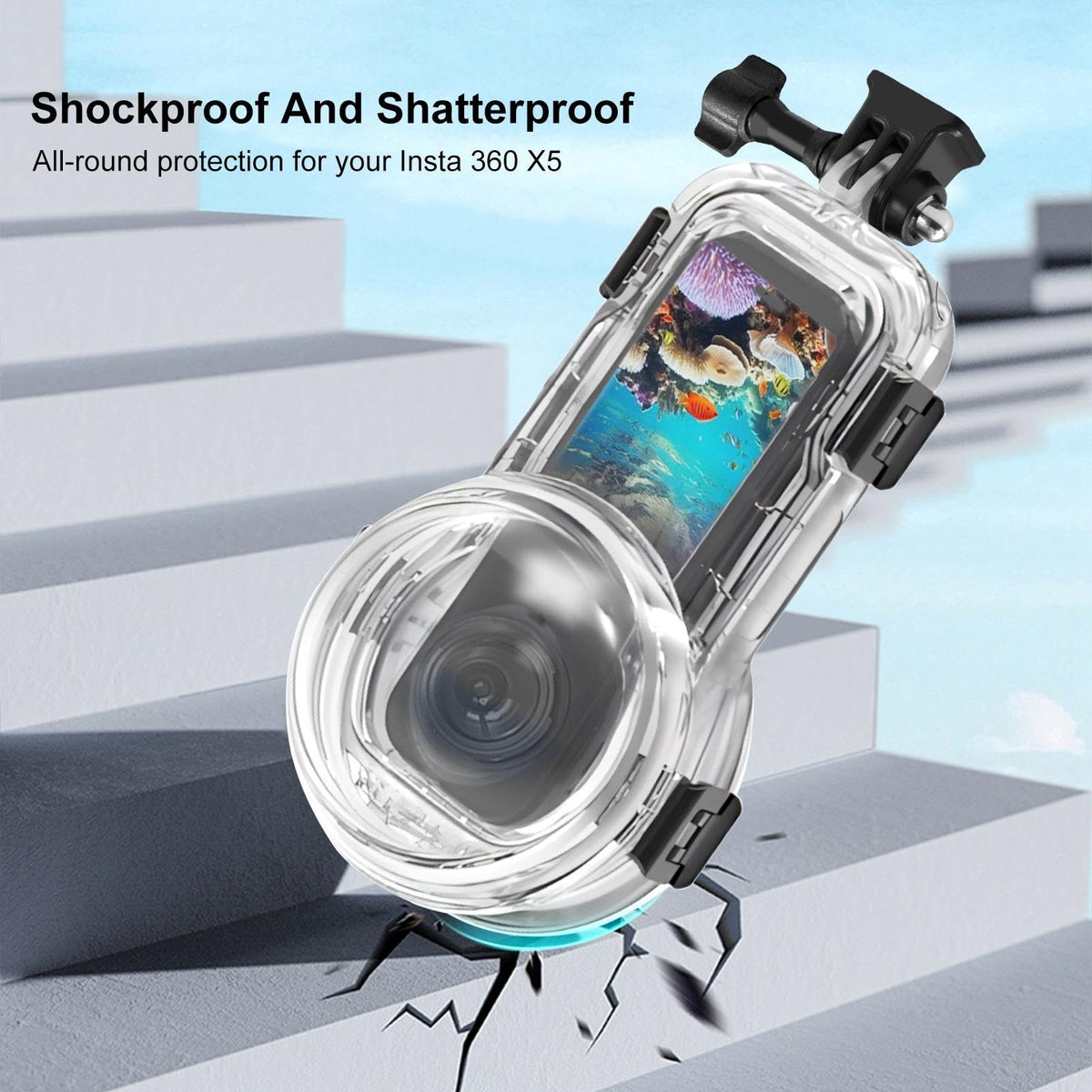 PULUZ Invisible Dive Case for Insta360 X5, [196ft/60m] Waterproof Case Diving Housing Cover Protective Underwater Shell for Insta 360 X5 Action Camera Accessories