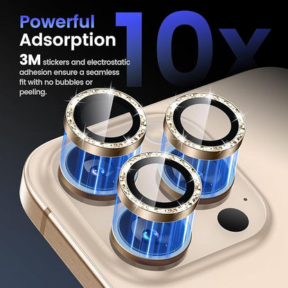 Tensea Camera Lens Protector Compatible for iPhone 16 Pro Max/16 Pro/14 Pro Max/14 Pro, Metal Aluminum Alloy Tempered Glass Cover Camera Screen Protector Accessories, Case Friendly