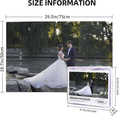 Custom Jigsaw Puzzle from Photos 300/500/1000 Pieces Personalized Wooden Picture Puzzles Gift for Adult Family Friends,Birthday,Valentine's Day (Horizontal 1000PCS)