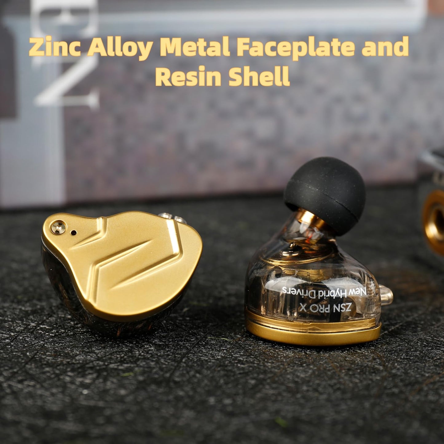 KZ ZSN PRO X in Ear Monitor Headphones Gaming Earbuds, High Fidelity Wired Earbuds, Hybrid Dual Driver IEMS Earphones with 1BA 1DD Detachable Tangle-Free Cable for Computer Tablet (Gold, with Mic)
