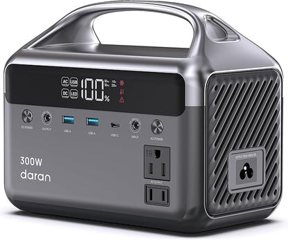Portable Power Station 300W (600W Peak), 192Wh (60,000mAh) LiFePO4 Battery Backup with AC Outlets, 5.5LB Power Bank for Outdoor Camping, Traveling, Home & Emergency