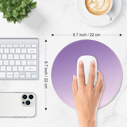 ITNRSIIET Mouse Pad Non-Slip Rubber Base Smooth Surface Stitched Edges Waterproof Durable Compatible with All Mice for Office & Gaming, Desk Accessory, Diameter 8.7 inch, Lavender Gradient