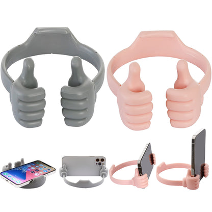 Honsky Cell Phone Stand Holder 2-Pack,Thumbs Up Lazy Phone Stand,Universal Adjustable Flexible Dock for All Phones & Tablets,Cute Perfect Valentine's Day Gifts for Him/Her,Gifts for Couples,Grey/Pink