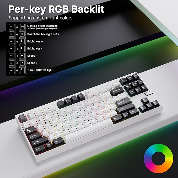 Chilkey ND TKL Aluminum Mechanical Keyboard, 87 Keys Tenkeyless Wireless Gaming Keyboard, Tri-Mode BT5.3/2.4GHz/USB-C PBT Keycaps Hot Swappable Custom Key Board for Windows Laptop Office PC