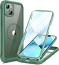Miracase for iPhone 13 Case 6.1'', [Bubble Free] Full-Body Bumper Phone case with Built-in Full Glass Screen,No Gap,Compatible with MagSafe,Green