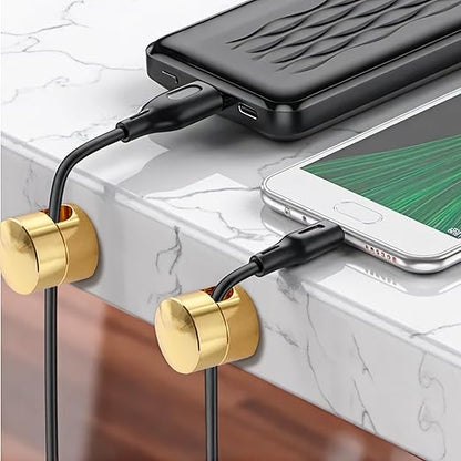 1 Sets Charger Holders for Cords, Gold Color Adjustable Cable Anchor Holders, Adhesive Metal Cord Clips, Cable Management Wire Organizers for Desk, Office, Nightstand