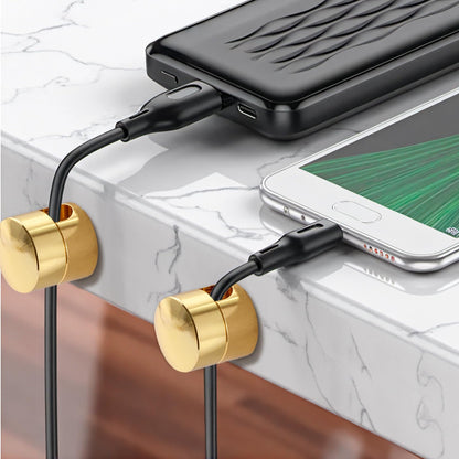 SmallCat 1 Sets Charger Holders for Cords, Gold Color Adjustable Cable Anchor Holders, Adhesive Metal Cord Clips, Cable Management Wire Organizers for Desk, Office, Nightstand