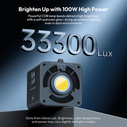 Ulanzi 100W Portable RGB COB Video Light 2700K-6500K CRI95+ CCT Full Color
