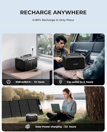 Andes 600 Pro Portable Power Station, 584Wh LiFePO4 Hybrid Battery Backup, [1 Hour 80%] Fast Charging, 600W SiCPrime Solar Generator for Outdoor Camping, RVs, Home Use (Solar Panel Optional)