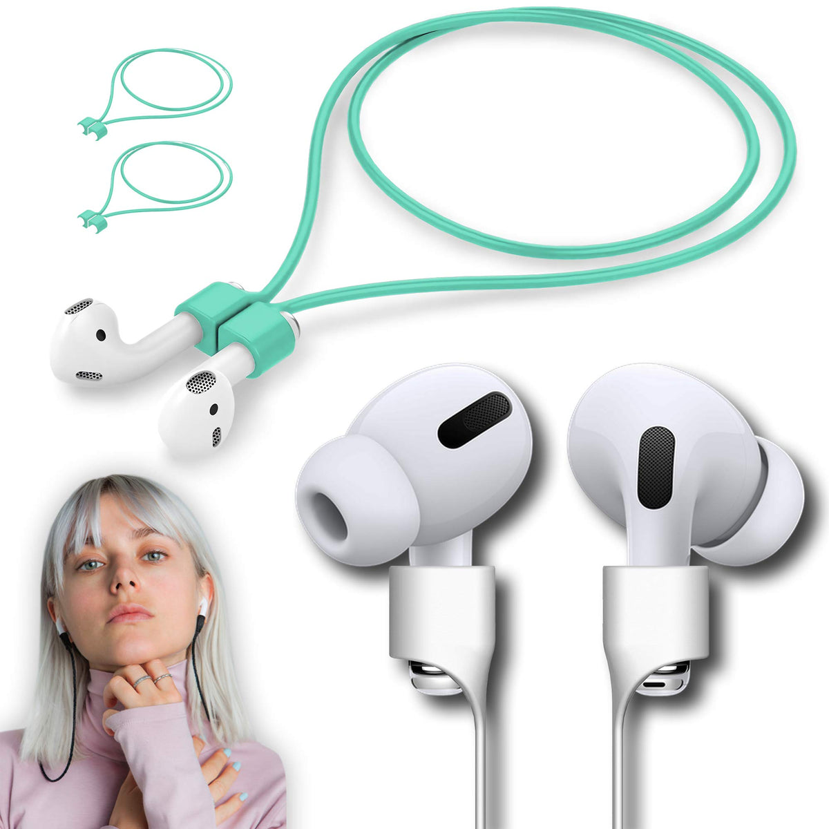 cobcobb Ultra Strong Magnetic Airpod Pro Strap Anti-Lost Cord Sports Lanyard Compatible with Airpods 3rd 2nd Generation Pro 3 2 1 (Grey)