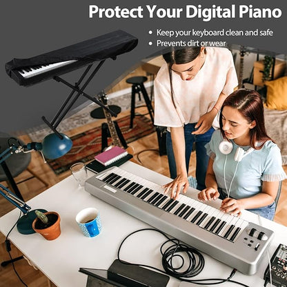 88 Keys Electric Piano Keyboard Dust Cover, Adjustable Electric Piano Keyboard Covers for Digital Electric Pianos, Full Cover Elastic Lock Music keyboard Protector Cover