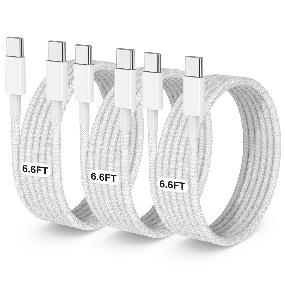 LOFPYE 3-Pack 10FT 60W USB C to USB C Cable, Type C to Type C Cable,Fast Charging Cable for iPhone 16 15 Pro Plus Pro Max，for Galaxy S24 S23, for iPad Pro/Air, for MacBook Pro/Air and More