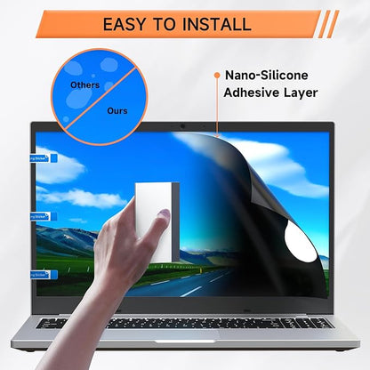 Nano Laptop Privacy Screen 14 Inch 16:9, No Glue Computer Monitor Privacy Shield, Matte Anti Glare Blue Light Filter Compatible with Lenovo Hp Dell Acer Asus Thinkpad Envy Xps