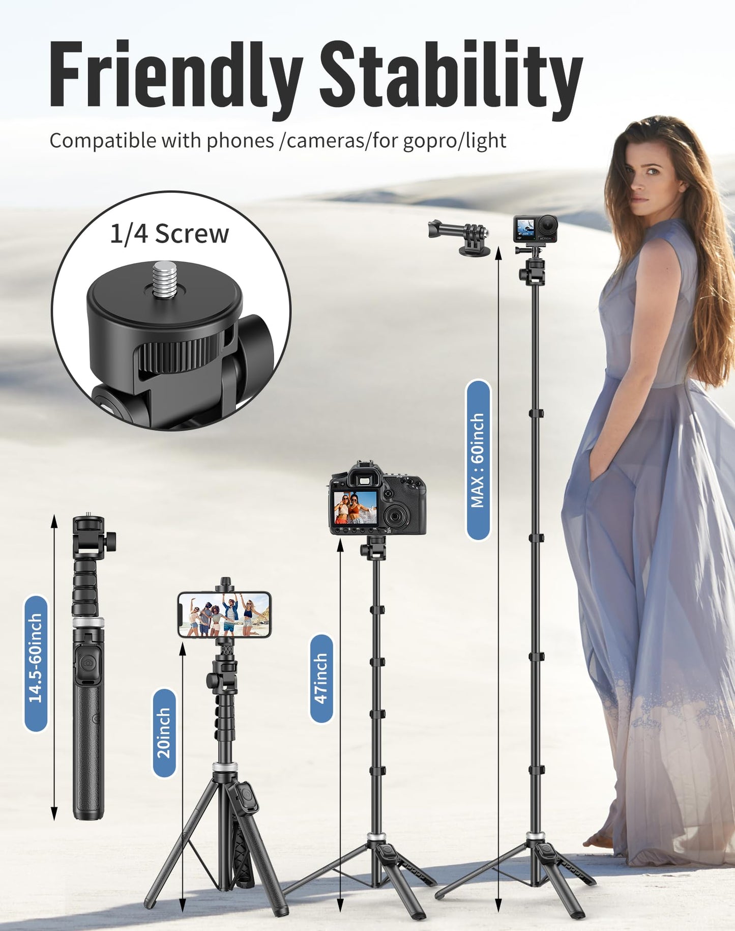 POVODO Selfie Stick for iPhone:Selfie Stick Tripod with Remote,Tripod for Video Recording,is Content Creator's Vlogging Kit,Compatible with Android, Camera, Also a Gopro Trip