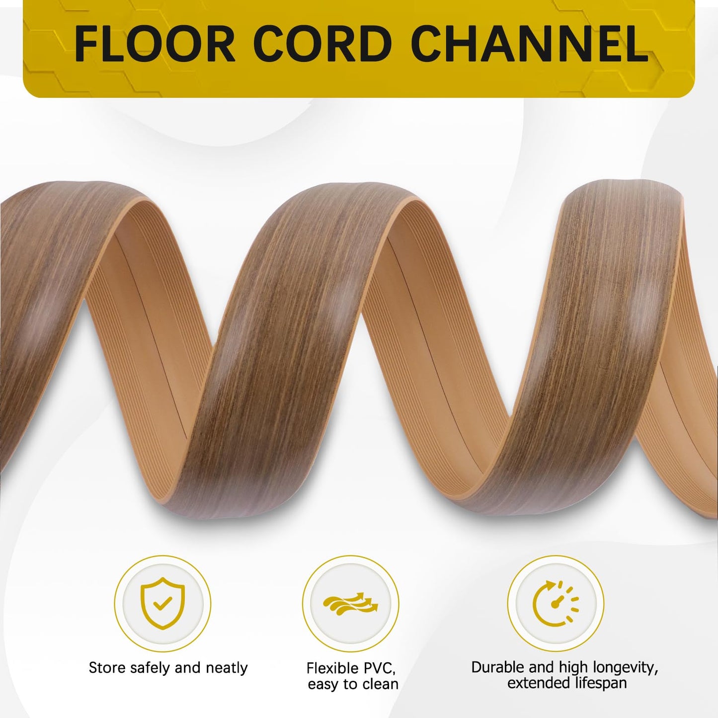 JAHOMFAI Floor Cord Cover 10FT Cord Covers for Wires on Floor Protect Wires & Prevent Trip Hazards, Easy to Cut for Home, Office, School, Concerts, Cavity W0.6in x H0.32in
