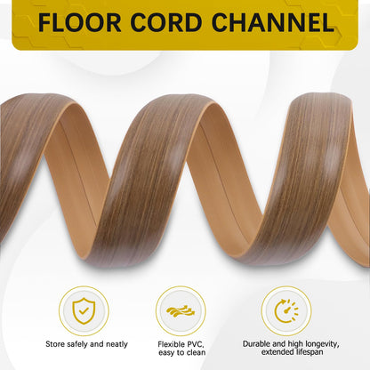 JAHOMFAI Floor Cord Cover 10FT Cord Covers for Wires on Floor Protect Wires & Prevent Trip Hazards, Easy to Cut for Home, Office, School, Concerts, Cavity W0.6in x H0.32in