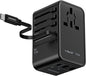 MOMAX Universal Travel Adapter, International Power Plug Adapter with 1 USB C (PD 70W), 2 USB A Ports, 1USB-C Cable (PD 70W), All-in-One Worldwide Wall Charger for USA European UK AUS (Type C/G/A/I)